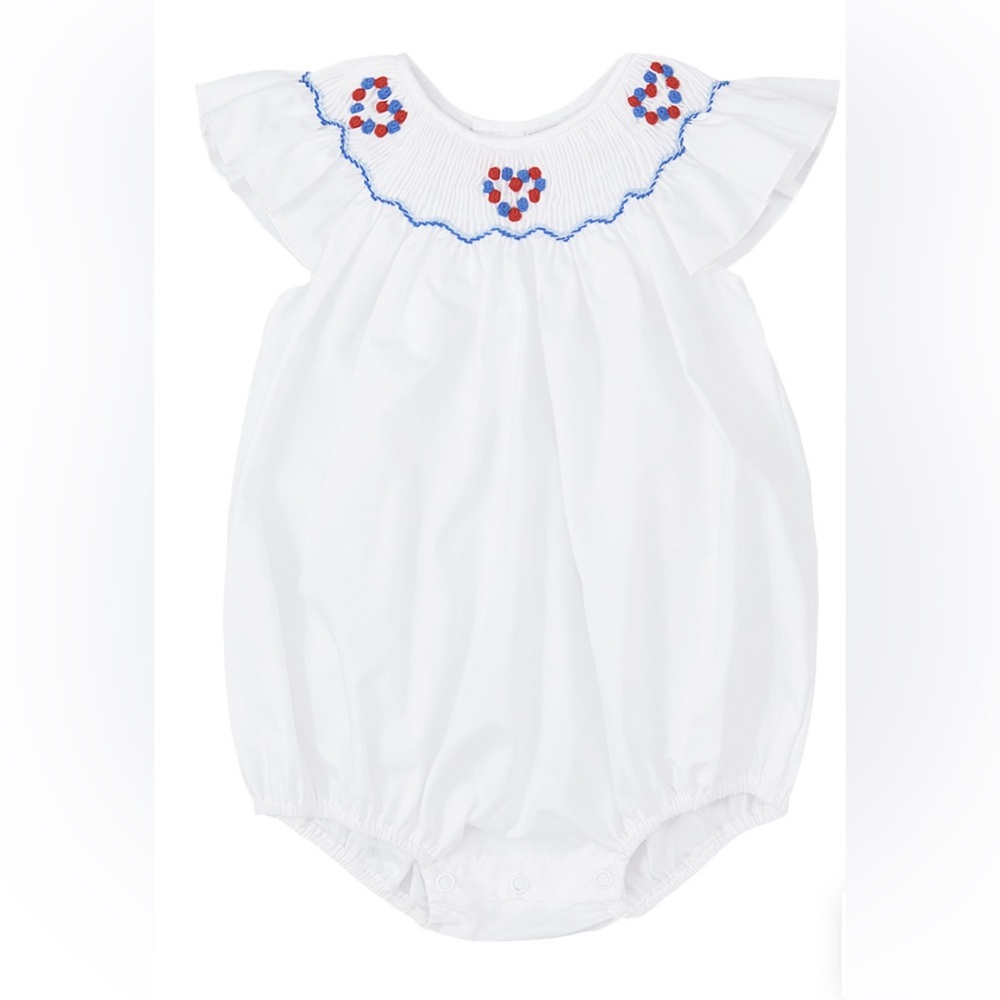 Fantaisie Kids Patriotic Smocked Bubble One Piece Baby Girl 6 Months